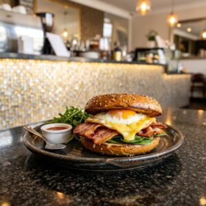 Hash Muffin Burger served at Allure Cafe Perth counter