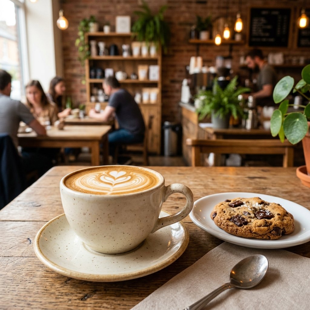 A freshly served cup of Cappuccino at Allure Cafe Perth table
