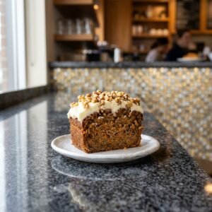 Carrot Loaf with Cream Cheese served at Allure Cafe Perth counter