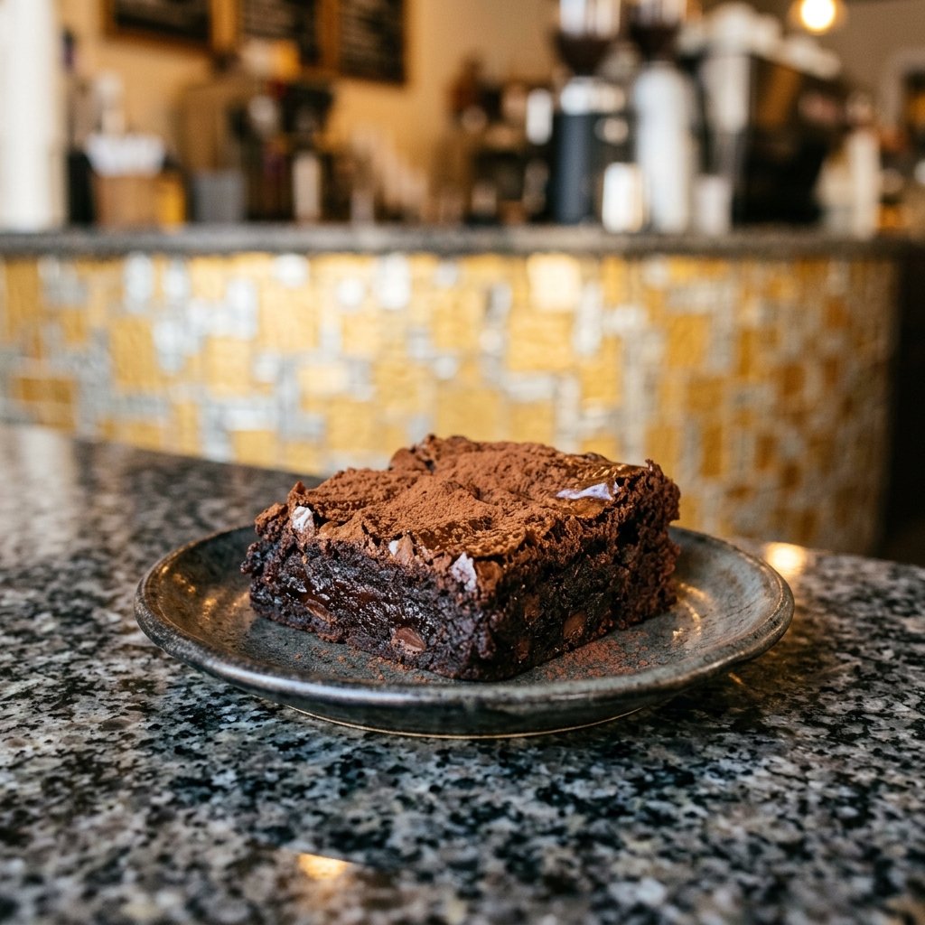 Chocolate Brownie (GF) served at Allure Cafe Perth counter