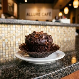Chocolate Muffin served at Allure Cafe Perth counter